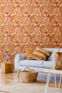 Hoopla Walls Seaweed Garden Amber Smooth Matt Wallpaper