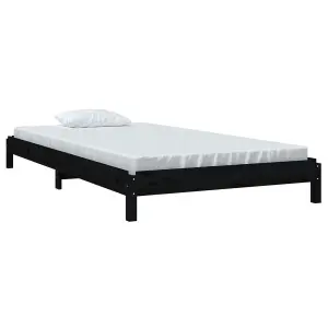 Berkfield Stack Bed Black 80x200 cm Solid Wood Pine