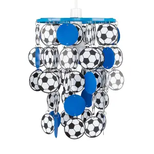 ValueLights Children's Blue And White Football Bedroom/Nursery Ceiling Pendant Light Shade