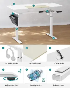 Electric Standing Desk, Height Adjustable Desk, 60 x 140 x (72-120) cm, Continuous Adjustment, Spliced Tabletop, 4 Memory Height