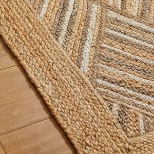 Handmade Modern Natural Easy to Clean Bordered Geometric Rug for Living Room Dining Room & Bedroom-120cm X 170cm