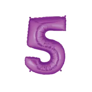 Oaktree Number 5 Foil Balloon Purple (One Size)