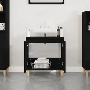 Berkfield Sink Cabinet Black 58x33x60 cm Engineered Wood