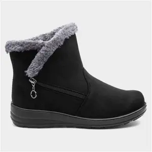 Cushion Walk Olivia Womens Black Faux Fur Boot - Size 4 - Womens Boots Ankle