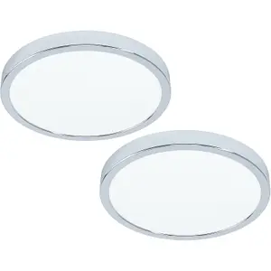 2 PACK Wall Flush Ceiling Light Colour Chrome Shade Round White Plastic LED 20W