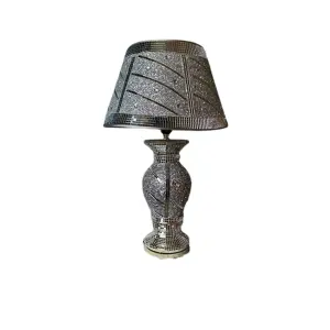 Silver Glitter Crushed Diamond Table Lamp With Shade Straight Line