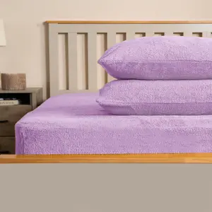 Teddy Fleece Pillowcase Cover Bedding Set 2 x Thermal, 50 x 75cm -  Lilac