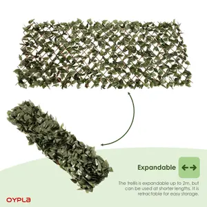 Oypla Artificial Ivy Leaf Willow Trellis Expandable Privacy Fence Screen 1m x 2m