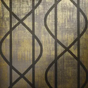 Galerie Universe Umber Brown Saturn Glass Stone Geometic Lines Wallpaper Roll