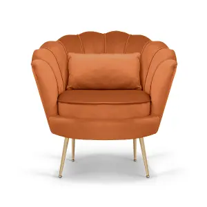 Velvet Orange Daisy Accent Chair