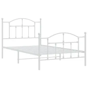 Berkfield Metal Bed Frame with Headboard and Footboard White 100x190 cm