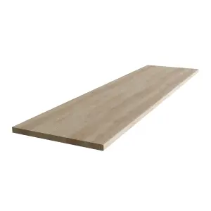 Matt Wood Oak effect Round edge Chipboard & laminate Worktop (T) 2.2cm x (L) 200cm x (W) 38cm