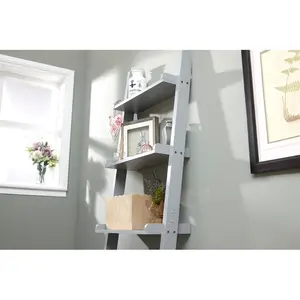 Ira 5-Tier Ladder Shelf Bookcase Unit Grey