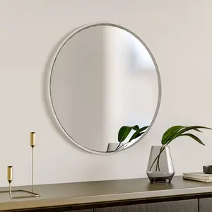 Baum Metal Flat Wall Mirror White / 50 cm H x 50 cm W