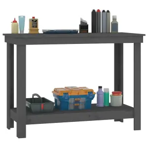 Berkfield Work Bench Grey 110x50x80 cm Solid Wood Pine