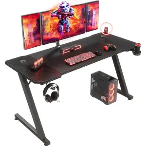 Ergonomic Gaming Computer Desk Black / 75cm H x 140cm W x 60cm D