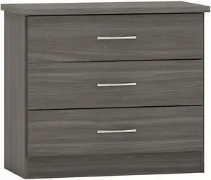 Nevada 3 Drawer Chest of Drawers Black Wood Grain Effect