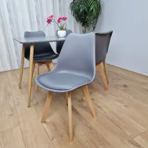 Grey Kitchen Dining Table With 4 Grey Tulip Chairs Table Set Of 4