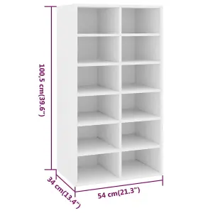 Berkfield Shoe Rack White 54x34x100.5 cm Engineered Wood