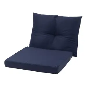 Outdoor Dark Blue 2Pcs Garden Sofa Cushion Backrest Set