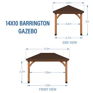 Backyard Discovery Barrington Cedar Wood Patio Gazebo  4.3m x 3m (14ft x 10ft)