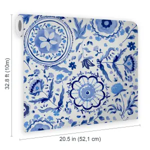 Festival Flowers Floral Blue Wallpaper