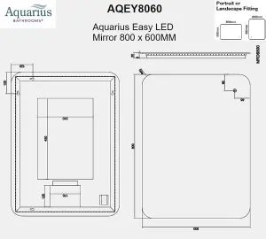 Aquarius Easy LED Mirror 800 x 600MM