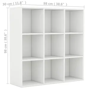 Berkfield Book Cabinet White 98x30x98 cm Engineered Wood