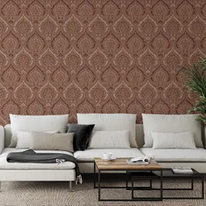 Seabrook Arabesque Damask Wallpaper Acrylic Coated Paper Traditional Classic