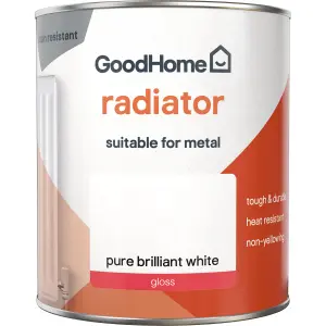 GoodHome Renovation Pure Brilliant White Gloss Multi-room Radiator & appliance paint, 750ml