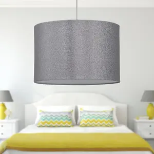 First Choice Lighting Silvery Grey Glitter 25cm Pendant Lightshade