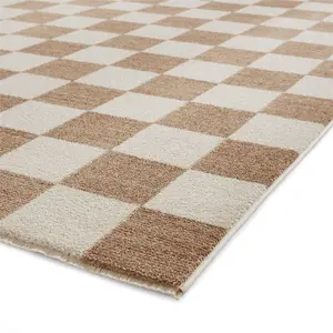 Baltimore 66618 Checkerboard Geometric Modern Rugs in Beige - 200x290cm