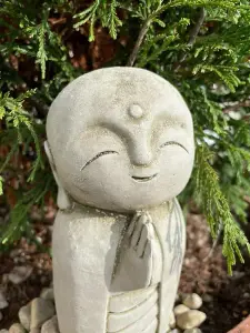 Lovely Monk Stone Statue Outdoor Garden Ornament Oriental Buddha