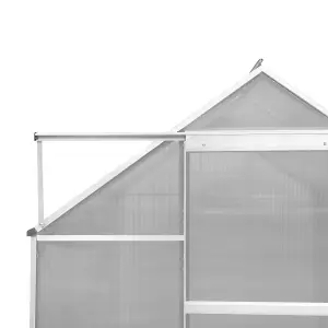 Polycarbonate Greenhouse 6ft x 8ft With Base - Silver