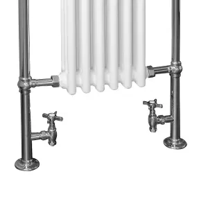 Rinse Traditional Victorian 952 x 568mm Chrome & White Towel Rail Radiator