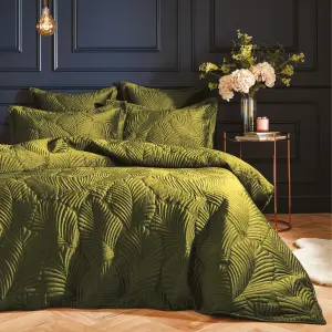 Paoletti Palmeria Quilted Velvet Duvet Cover Set