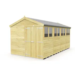 8ft x 16ft Apex Shed - Double Door with Windows