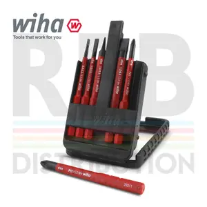 Wiha SlimBits Slotted Pozidrive Screwdriver Mixed Set 6pcs VDE Electrician 43157