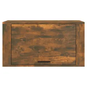 Berkfield Wall-mounted Shoe Cabinet Smoked Oak 70x35x38 cm Solid Wood Pine