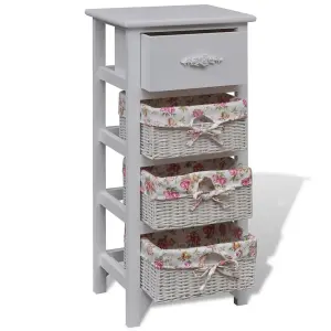 Berkfield Cabinet with 1 Drawer and 3 Baskets White Paulownia Wood