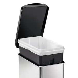 Simplehuman 10L Profile Pedal Bin, Plastic Lid Brushed Stainless Steel and Black