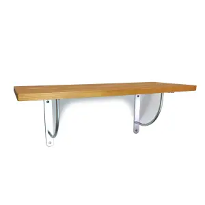 Solid Pine Rustical Shelf Light Oak with LUK05 Bracket 25x120cm