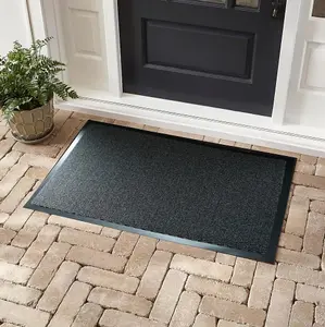 Serdim Rugs Non Slip Dirt Trapper Rubber Edged PVC Barrier Door Entrance Mats Anthracite 60x80 cm