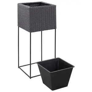 Berkfield Garden Raised Beds 3 pcs Poly Rattan Black