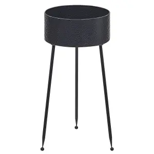 Beliani Modern Plant Stand LEIKA Metal Black