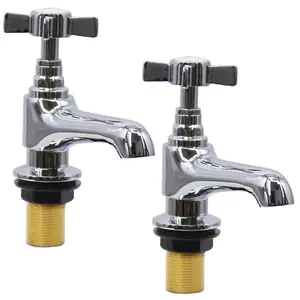 Rinse Bathrooms Traditional Bathroom Crosshead Bath Pillar Taps Pair Chrome