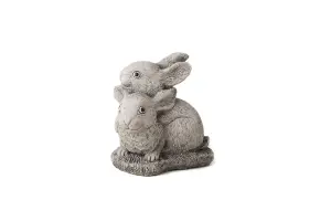 Delightful Twin Bunny Garden Ornament