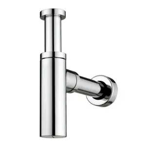 460mm Curved Wall Hung 1 Tap Hole Basin Chrome Lucia Waterfall Tap & Minimalist Bottle Trap Waste