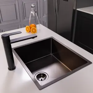 Mockeln - 1.0 Bowl Stainless Steel Kitchen Sink - Inset or Undermounted - Gun Metal Finish - 540mm x 440mm x 200mm