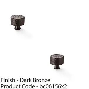 2 PACK - Round Hammered Door Knob Dark Bronze 35mm Diameter Cupboard Cabinet Pull Handle